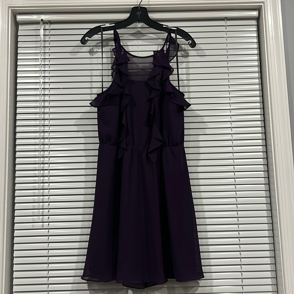 NWT BCBG plum ruffled cocktail dress